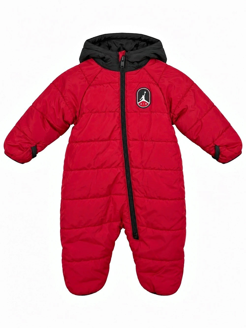 Air Jordan Baby 0-3M Red Black Hooded Puffer Snowsuit Jumpman
